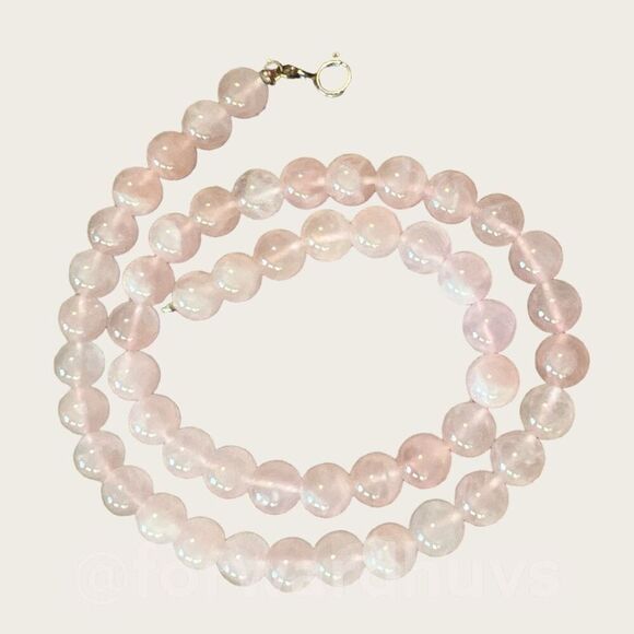 Pink Quartz Necklace with 925 Silver Claw Clasp - Picture 1 of 8